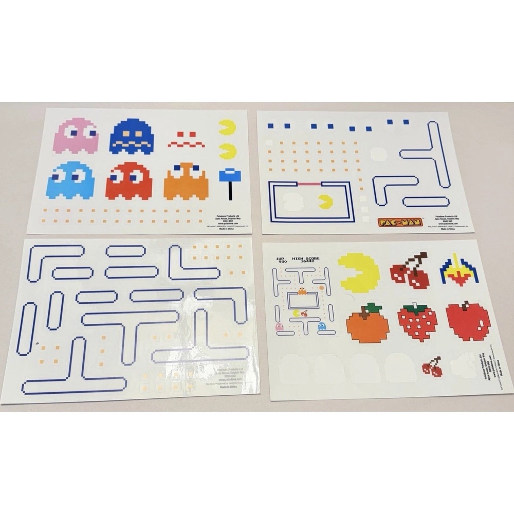 Pac Man Stickers Assorted LOT Sticker Pacman 4 Sheets Retro VTG Arcade Games